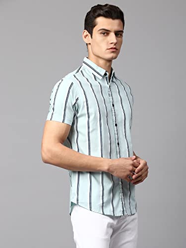 Image of Dennis Lingo Men's Pink Slim Fit Cotton Casual Shirt