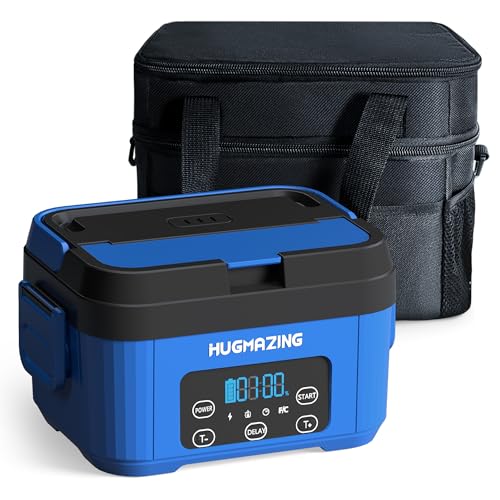 Hugmazing Cordless Electric Lunch Box – Rechargeable Self-Heating Food Warmer with 1100ML SS Container, Battery-Powered Heated Lunch Box, Perfect for Travel, Office Meals for Adults, Men & Women
