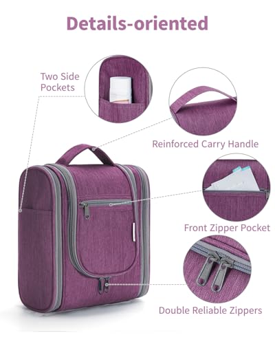 Image of Hanging Travel Toiletry Bag Kit Cosmetic Makeup Organizer for Women and Men (A-Purple)