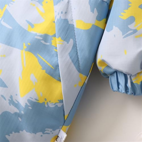 BILIKEYU Little Boys Girls Winter Jumpsuits Prints Long Sleeve Zip up Thicken Warm Hooded Jumpsuit for Kids 14