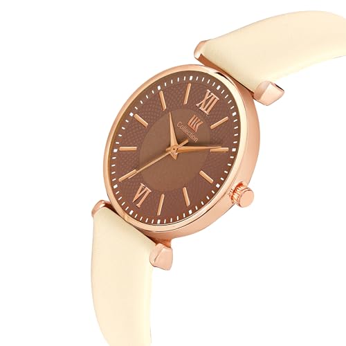 Image of IIK COLLECTION Watches for Women Round Dial |Analogue Quartz Movemnet Ladies Watch|Long Battery Life|Leather Bracelet Strap|Buckle Lock Clasp Safety Watches for Girls