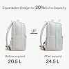 Hanke Expandable Travel Backpack 16 Inch, Full-Open Laptop Backpack Fits 15.6 Inch, Carry On Personal Item Bag with Luggage Strap, Business Work Backpack for Women Men, Grey (Cool Grey)