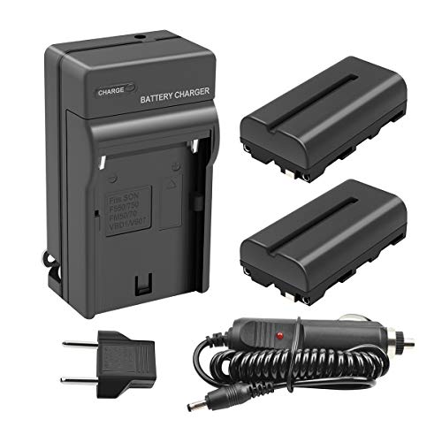 TURPOW NP-F970/NP-F550 Battery and Charger Set, Compatible with NP F570 F750 F330 F530 F960 F100 CD-SC55, TR516, TR716, TR818, TR910,TR917 Camera CN-160 CN-216 LED Video Light (2-Pack 2900mAh)