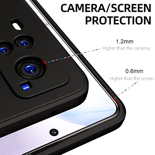 Image of Kapa Matte Lens Protective Back Cover for Vivo X60, Slim Silicone with Soft Lining Shockproof Flexible Full Body Bumper Case (Black)