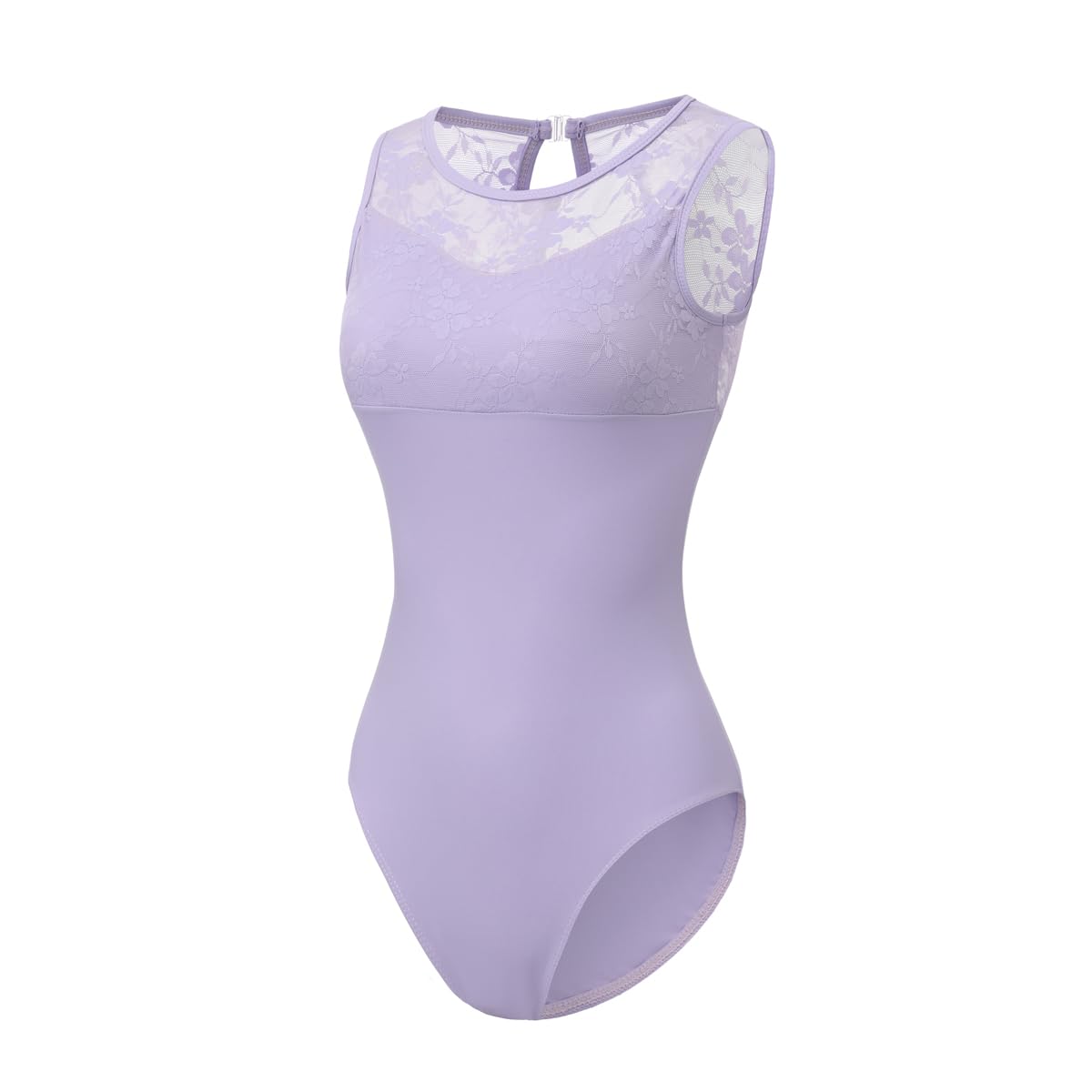 Lanbodance Women's Sleeveless Lace Ballet Leotards for Dance Gymnastics Outfits, Lavender Lace, X-Small