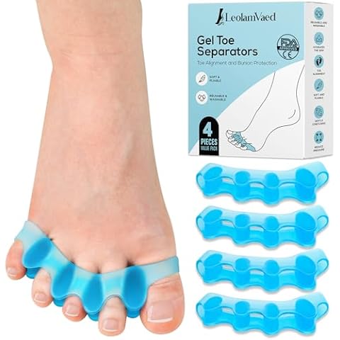 (4 Pieces) Reusable Toe Separators & Toe Spacers for Feet Men and Women, Fast Pain Relief from Hammer Toe & Bunions, Medical Grade Gel Hammer Toe Corrector Straightener for Walking, Running & Yoga Cover