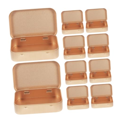 Anneome 10pcs 小型長方形製収納ボックス 蓋付きヒンジ式ミニ缶 ジュエリーやお菓子の携帯用収納ケース 小物整理用ブリキ容器