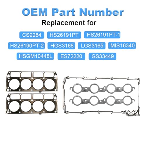 Image of Cylinder Head Gasket Set with Bolts Compatible with Chevy Silverado Tahoe Avalanche Express, Buick Rainier, GMC Envoy Sierra Savana Yukon 4.8L 5.3L V8 2002-2011 Replacement for ES72173