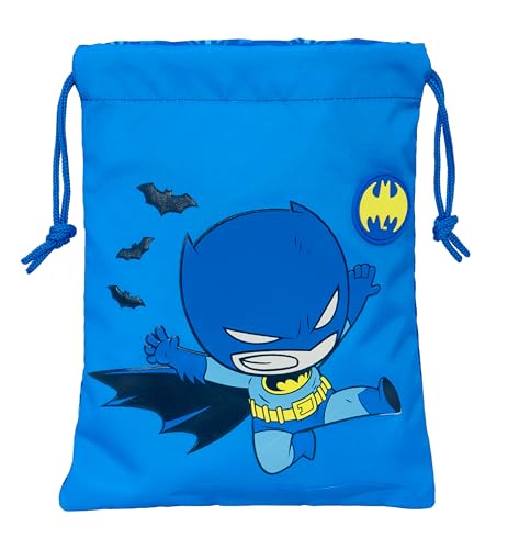 BATMAN PREESCOLAR - Saquito Merienda Lunch Bag, Portatodo, Calidad y Máxima Resistencia, Porta Comida, Recreo, 20x25 cm