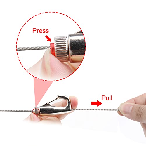 Image of Adjustable Picture Rail Hanging System, 44 lb (20 kg) Max Load Capacity, Picture Frame Hanging Wire Molding Hooks Kit, 6.6 ft (2 m) Length Cable with Loop, Frames Display Hanger kit (10 Pack)