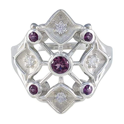 Bague grenat originale argent sterling 925 femmes : bijou artisanal en pierre naturelle rouge
