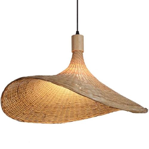 Candelabros de estilo japonés de mimbre con casquillo E27 para isla de cocina