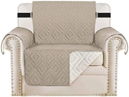 H.Versailtex Waterproof Recliner Chair Covers for Armchairs Recliner Covers Reclining Chair Covers Protect from Pets / Dogs, Soft Quilted and Non Slip Strap (Reversible Grey/Beige)