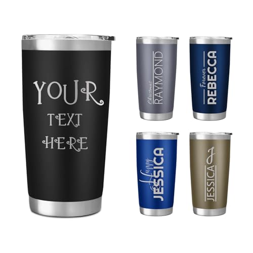 RYTOTHU Personalized Tumbler with Engraved Name - 20oz Personalized Coffee Tumbler Cup with Lid, Stainless Custom Travel Tumbler, Double Wall Insulated Tumbler, Personalized Gifts for Women Mom