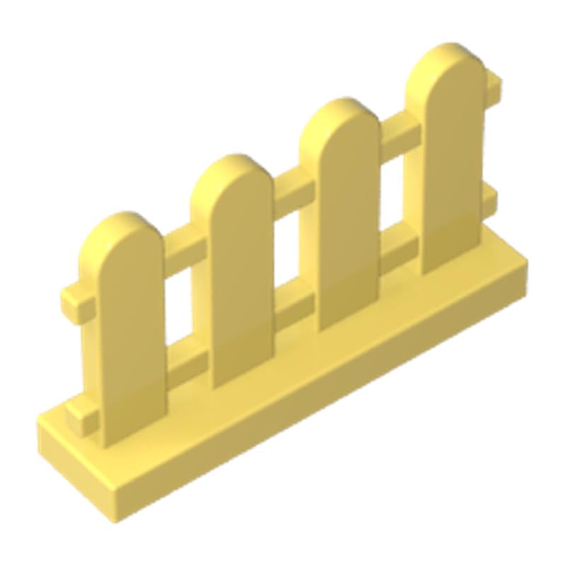 33303 Ornaments Picket Fence 1x4x2 50 Pieces GDS-1177 Compatible with Lego Building Blocks Color:Bright Light Yellow — image 1