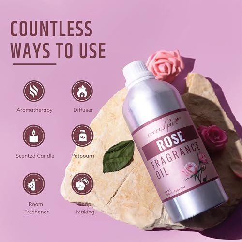 Image of Aromahpure Rose Aroma Oil | 1 Liter Undiluted & Natural | Long-Lasting Scent for Aromatherapy, Candle & Soap Making, Diffusers, Room Freshener, Humidifier, Bathroom Revitalizer & Home Essentials