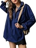 Damen Denim Pullover Casual Button Loose Fit Business Casual Jeans Pullover...