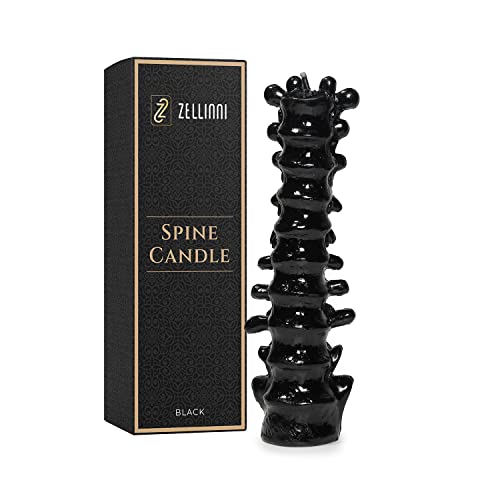 Zellinni Spine Candle for Halloween Decor - Premium Unscented Soy Candle w/Cotton Wick for Clean Burn - Goth Room Decor Vertebra Candles for Parties Home Rituals Halloween Decorations Indoor - Black