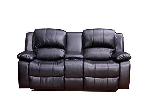 Betsy Furniture 2Pc Bonded Leather Recliner Set Living Room Set, Sofa, Loveseat 8018 (Black, Living Room Set 3+2) #TOP5