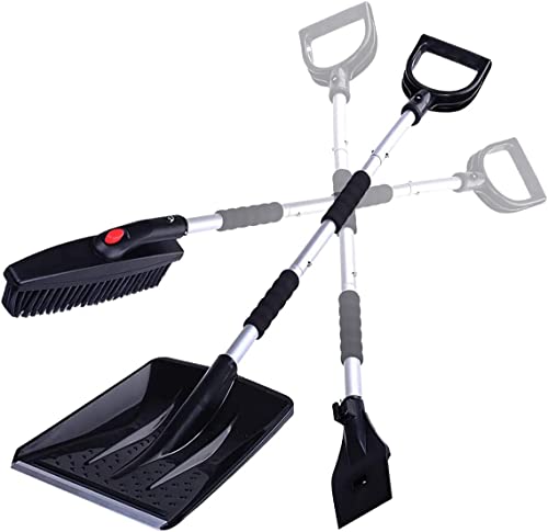 ZONETECH Car 3-in-1 Replaceable Heads Snow Brush Kit - Portable Snow Removal Shovel, Ice Scraper, and Snow Brush Car Set