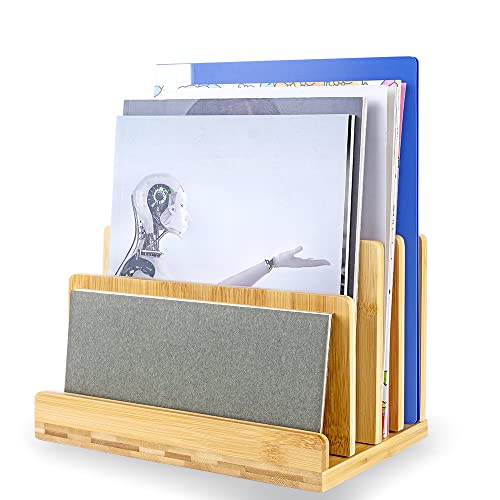 Bamboo Desk File Mail Organizer Countertop,4 Slots Easy To Install Desktop File Folder Sorter Holder Organizer For Letter Envelope Mail Paper Folder Bill,Paper Letter Desk Tray Organizer (4) #TOP10