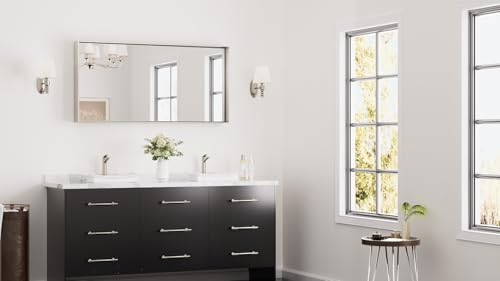 Image of Keonjinn 48x24 Inch Nickel Bathroom Mirror for Over Sink, Rectangular