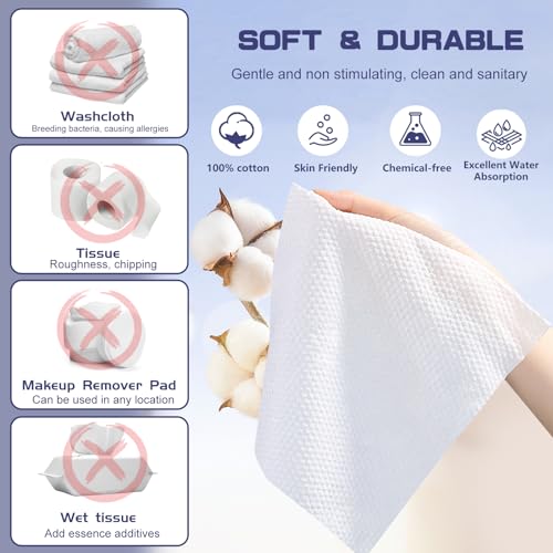 Bodfppc Disposable Face Towel, 100 Count Face Clean Towels, For Washing Soft Cotton Dry Wipes Facial Cloths Towelettes For Washing And Drying thumb #3