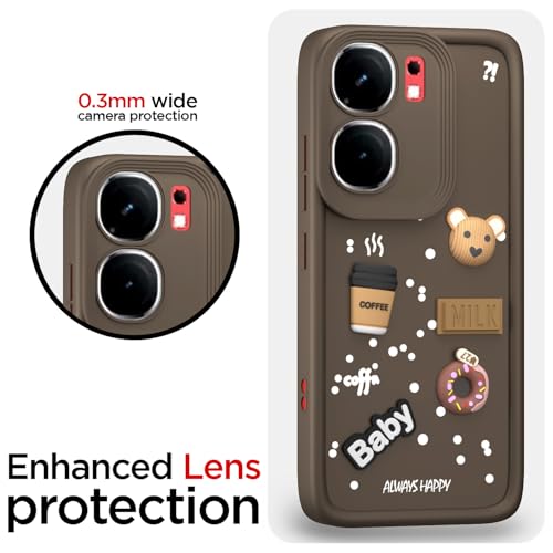 Image of Pikkme Back Cover for iQOO Neo 9 Pro 5G | 3D Bear Silicone Cute & Fun Coffee Cartoon | Full Body Protection Bumper Case (Brown)