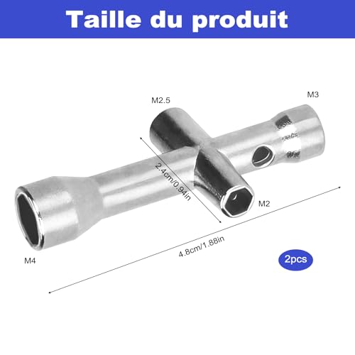 quyueug 4-in-1-Kreuzschlüssel - Mini Schraubenschlüssel - M2/M2,5/M3/M4 - RC Werkzeug - Wartungswerkzeug für RC Modell Auto LKW Buggy