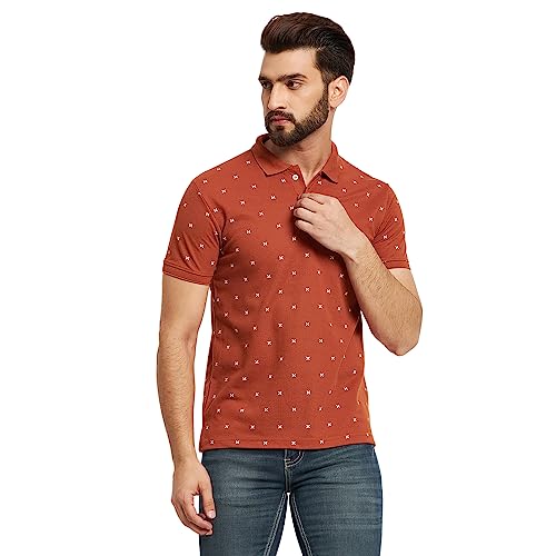 Image of Men's Cotton Half Sleeves Printed Polo T-shirt-POLO105