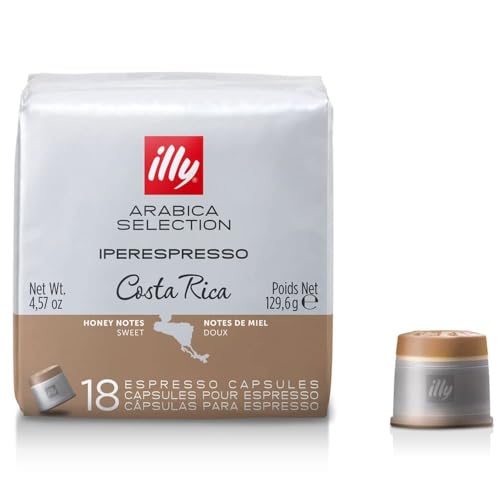 Image of illy Coffee, Arabica Selection Costa Rica Espresso Capsules, Single Origin, For Brewing with iperEspresso Capsule Machines, 18 Count