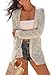 Arach&Cloz 2026 Oversized Cover Ups for Women Linen Blend Open Front Boho Top Hollow Out Long Sleeve V Neck Spring Summer Lightweight Crochet Mesh Knit Beach Cardigan Fashion Clothes Beige L