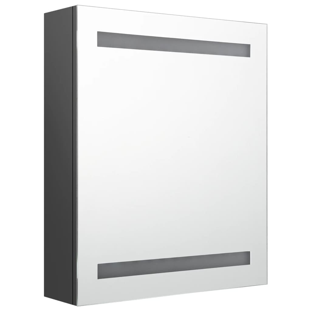 LED-Bad-Spiegelschrank Grau 50x14x60 cm, Wandmontage, mit 2 LED-Lichtleisten, 3 Ablagen, für Badezimmer, Kosmetik, Rasur