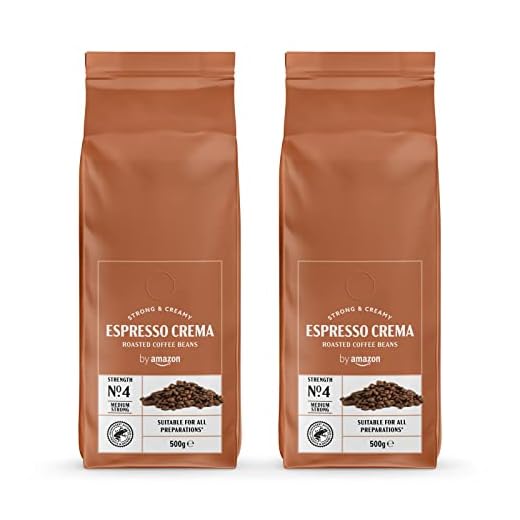 by Amazon Espresso Crema in chicchi, tostatura chiara, 1kg, 2 Confezioni da 500g - Certificato Rainforest Alliance, Caffè in grani