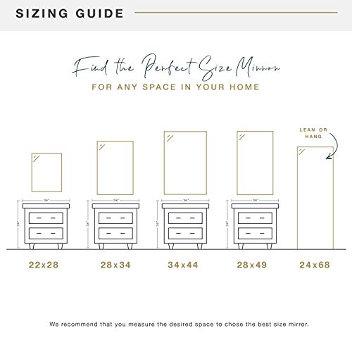 Image of MCS Ezra 22.66x28.66 Large Wall Mirror, Brushed Nickel & Beveled Detail Mirror, Vertical & Horizontal Wall Hanging Mirror for Bathroom, Bedroom & Livingroom