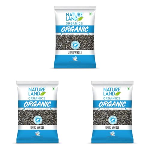 Image of Natureland Organics Urad Whole /Sabut /Urad Kali Daal 500 Gm - Organic Healthy Pulses (Pack of 3)