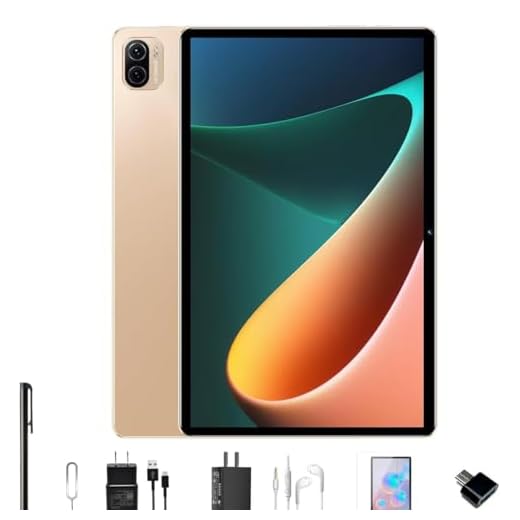 Tablet Pad 5 Pro, Android 13, 8GB RAM + 256GB ROM, ecrã de 10,1 polegadas,Câmera traseira de 32 MP + câmera frontal de 16 MP, Dual SIM, bateria de 8800 mAh (Ouro)