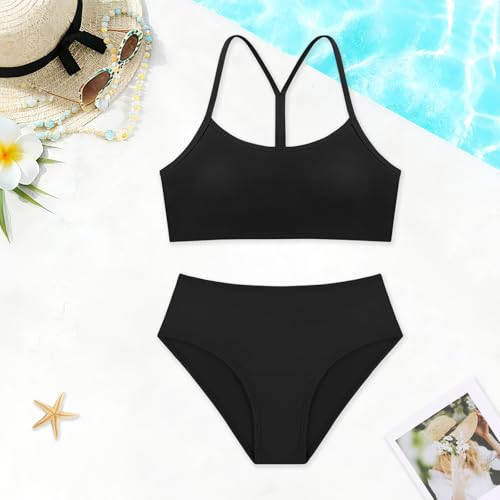 Image of Weixinbuy Girls Swimsuits Bikini Set Kids Bathing Suit Bikini Top Bottom 2Pcs Teen Girls' Swimwear Set