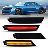 Bestview Side Marker Light Assembly Compatible with Chevy Camaro 2010 2011 2012 2013 2014 2015 Amber Front Red Rear Fender Side Marker Lamps Reflectors, 4 PCS