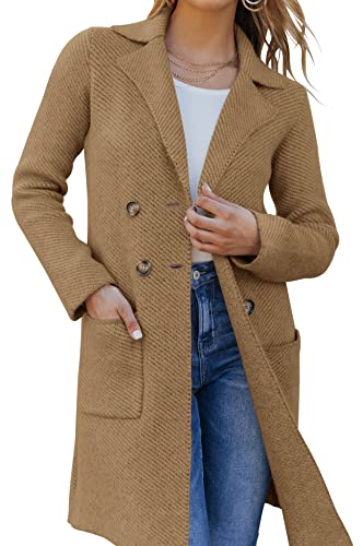 Womens Open Front Knit Cardigans Long Sleeve Casual Button Down Sweater Coat with Pockets2