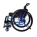 Silla de Ruedas de aluminio Ligero, Plegable, Autopropulsable, Silla de ruedas para deportes, liberación rápida, Cinturón de seguridad(14.1' Seat Width,Blue)