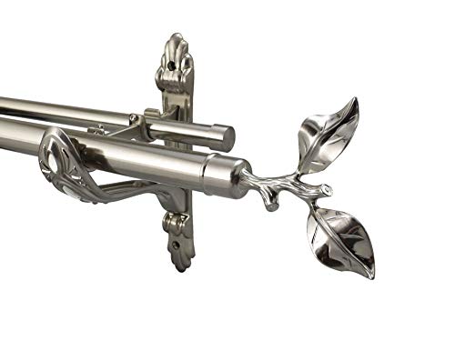 YHO Eyelet Metal Barocco Double Curtain Pole Rod Diameter 28mm 19mm Brushed Chrome (Tallinn, 3m)