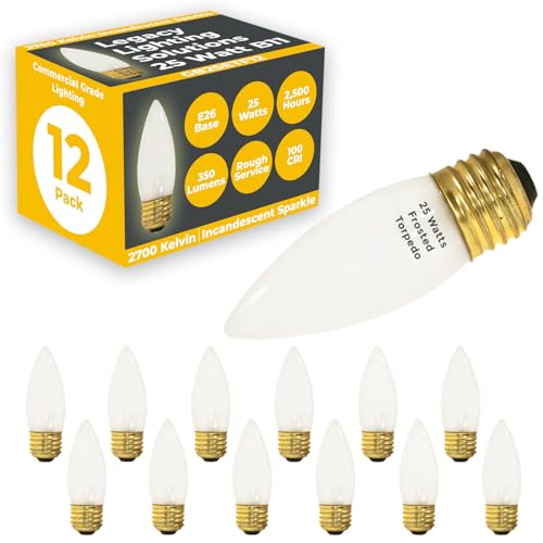 GoodBulb 25W Frosted B10 Incandescent Bulbs, E26, 2700K, 175 lm (Pack of 12)
