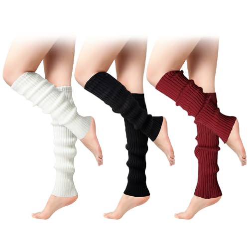 Image of Clothirily Leg Warmers - 2 Pairs Knit Leg Warmers for Women 80s Fashion Long Socks for Sports Party Yoga Winter Accessories