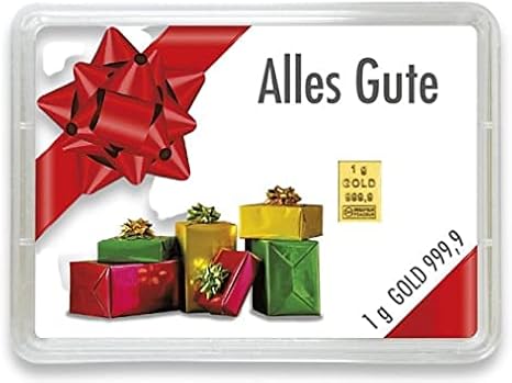 Goldstücke24 - Gold Bar 1 g - Gift Box Alles Gute  Great Gift Idea - Fine Gold 999.9