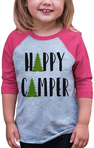 7 ate 9 Apparel Girl's Happy Camper Outdoors Raglan Tee 2T Pink
