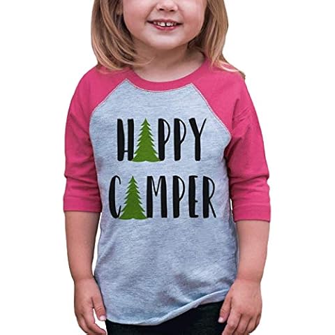 7 ate 9 Apparel Girl's Happy Camper Outdoors Raglan Tee - Pink - 18 Months Cover