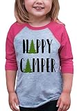 7 ate 9 Apparel Girl's Happy Camper Outdoors Raglan Tee 2T Pink