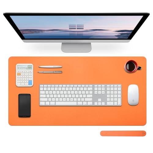 Mouse Pad,27.5"x13.7",Large Leathe Desk Pad Protector,Orange by Beatcreat - Used condition - US$7.20