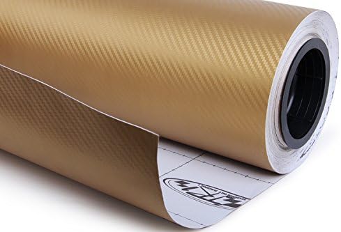 F & B LED LIGHTS Golden 3D Carbon Fiber Film Twill Weave Vinyl Sheet Roll Wrap (120" X 60", Golden)